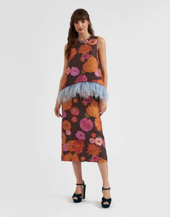 La Double J La Scala Top With Feathers Gin Chocolate Women Shirts and Tops La Double J La Scala Top With Feathers Gin Chocolate Women Shirts and Tops