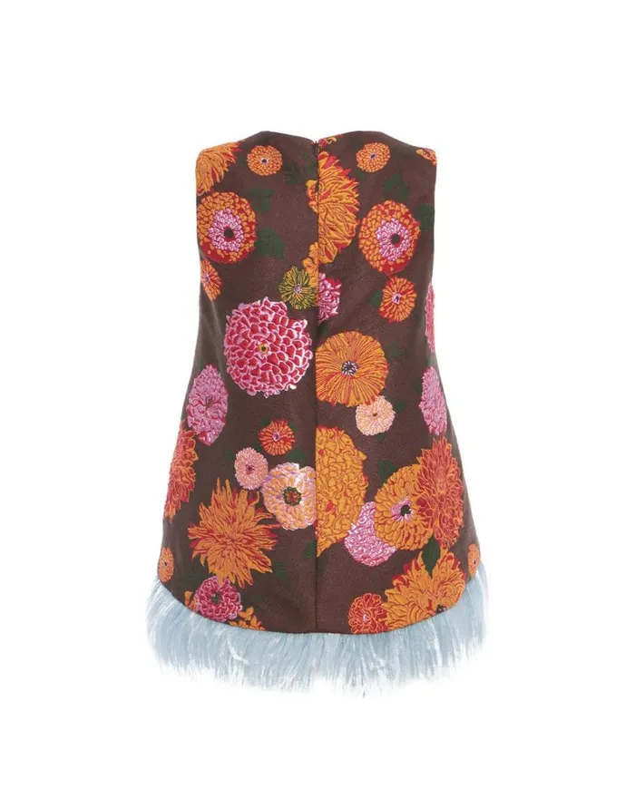 La Double J La Scala Top With Feathers Gin Chocolate Women Shirts and Tops La Double J La Scala Top With Feathers Gin Chocolate Women Shirts and Tops