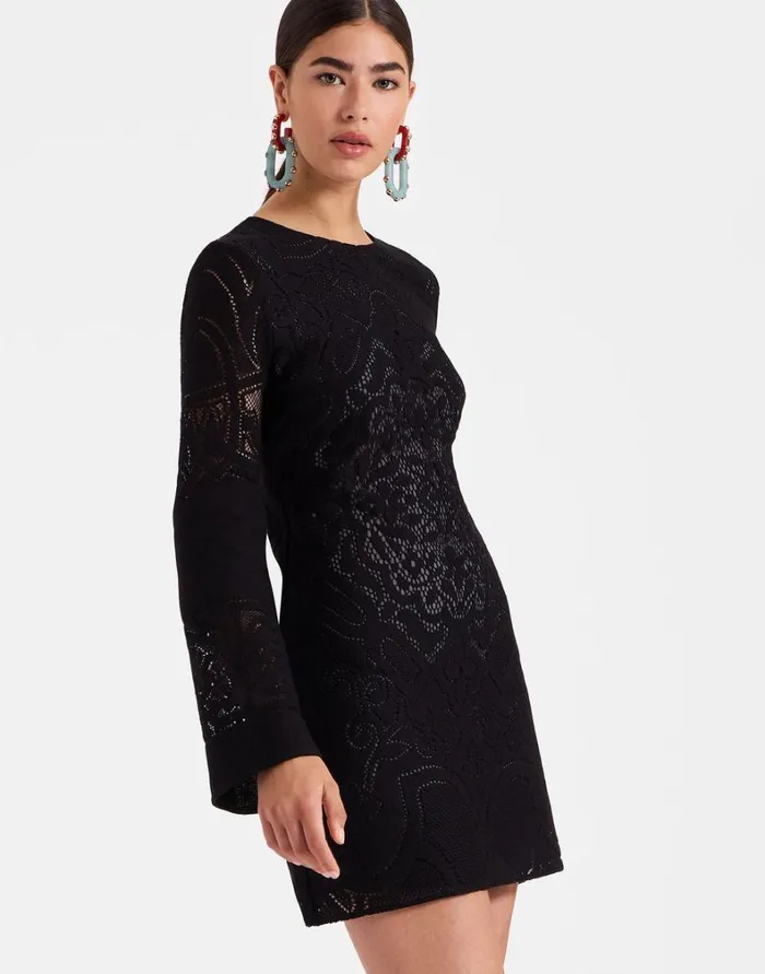 La Double J Lacey Mini Supreme Swing Dress Solid Black Women Dresses La Double J Lacey Mini Supreme Swing Dress Solid Black Women Dresses