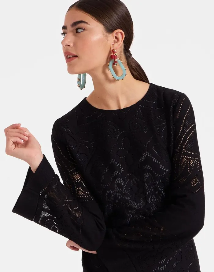 La Double J Lacey Mini Supreme Swing Dress Solid Black Women Dresses La Double J Lacey Mini Supreme Swing Dress Solid Black Women Dresses
