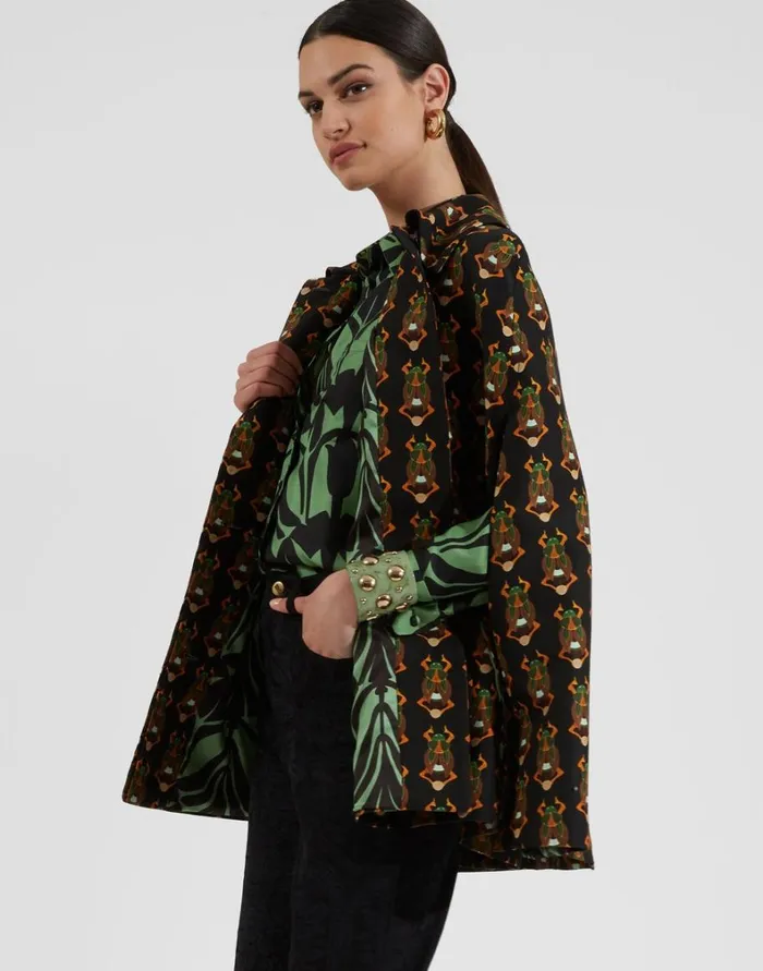 La Double J Milano Mini Cape Scarab Black Women Outerwear