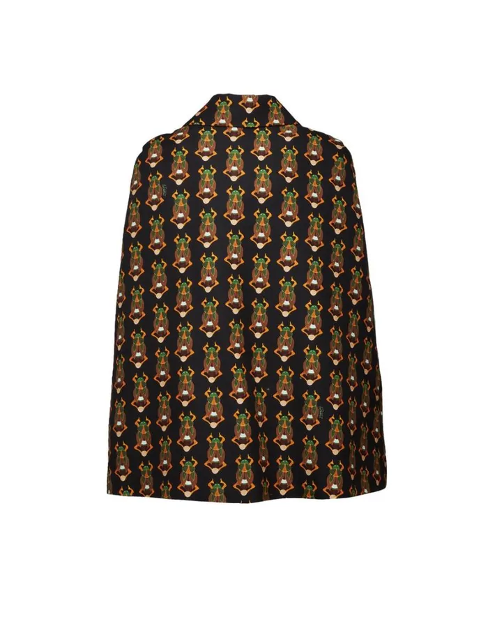 La Double J Milano Mini Cape Scarab Black Women Outerwear La Double J Milano Mini Cape Scarab Black Women Outerwear