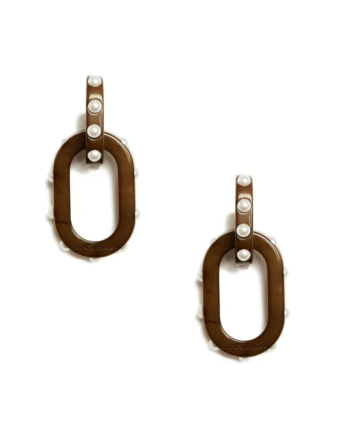 La Double J Nefertiti Double Earrings Solid Tortoiseshell Women Jewelry