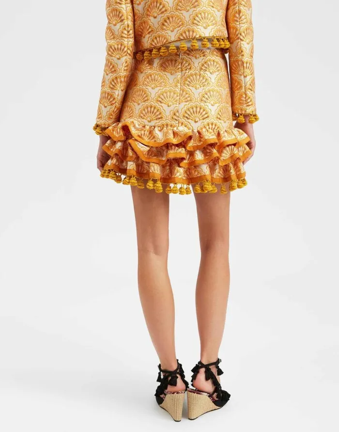 La Double J Pincho Mini Skirt Fans Gold Women Skirts La Double J Pincho Mini Skirt Fans Gold Women Skirts