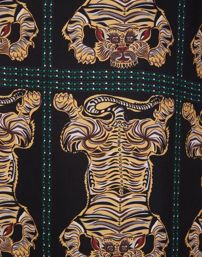 La Double J Silk Robe Tiger Tiles Black Women Loungewear La Double J Silk Robe Tiger Tiles Black Women Loungewear