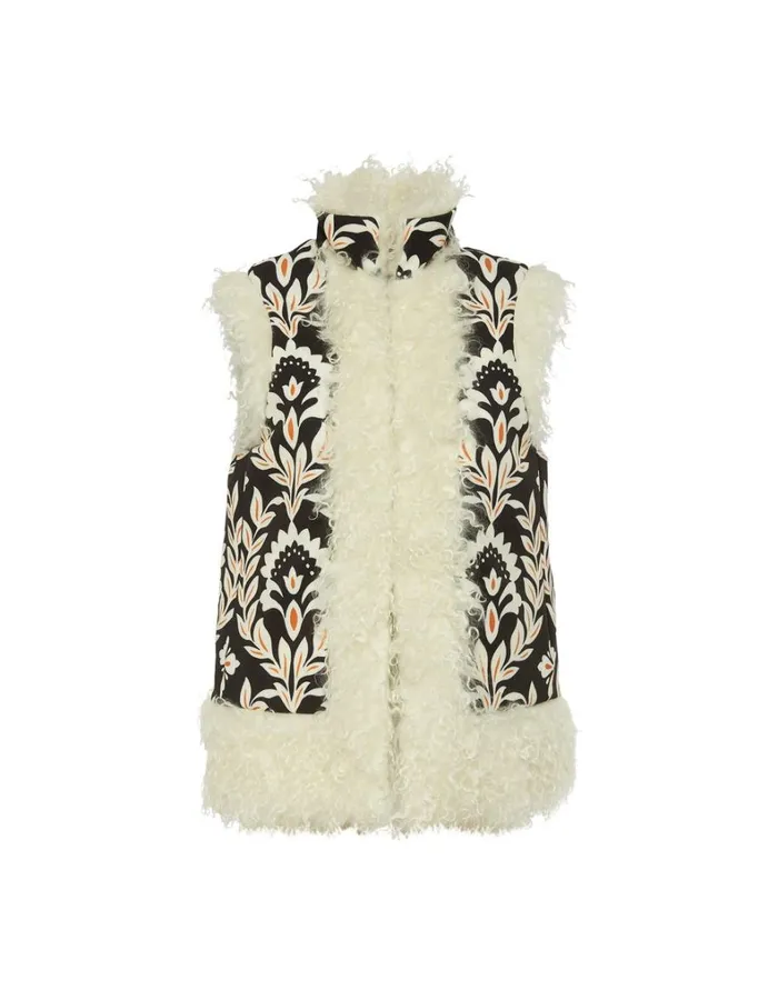 La Double J Sleeveless Folk Jacket Ghirlanda Black Women Outerwear La Double J Sleeveless Folk Jacket Ghirlanda Black Women Outerwear