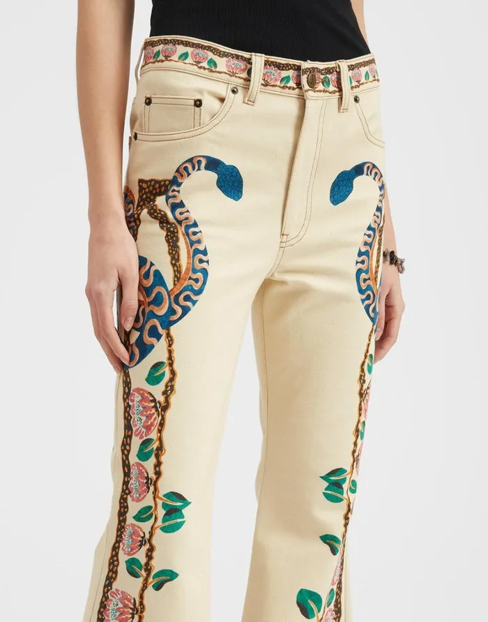 La Double J Superflare Jeans Eve Ecru Women Shorts and Pants La Double J Superflare Jeans Eve Ecru Women Shorts and Pants