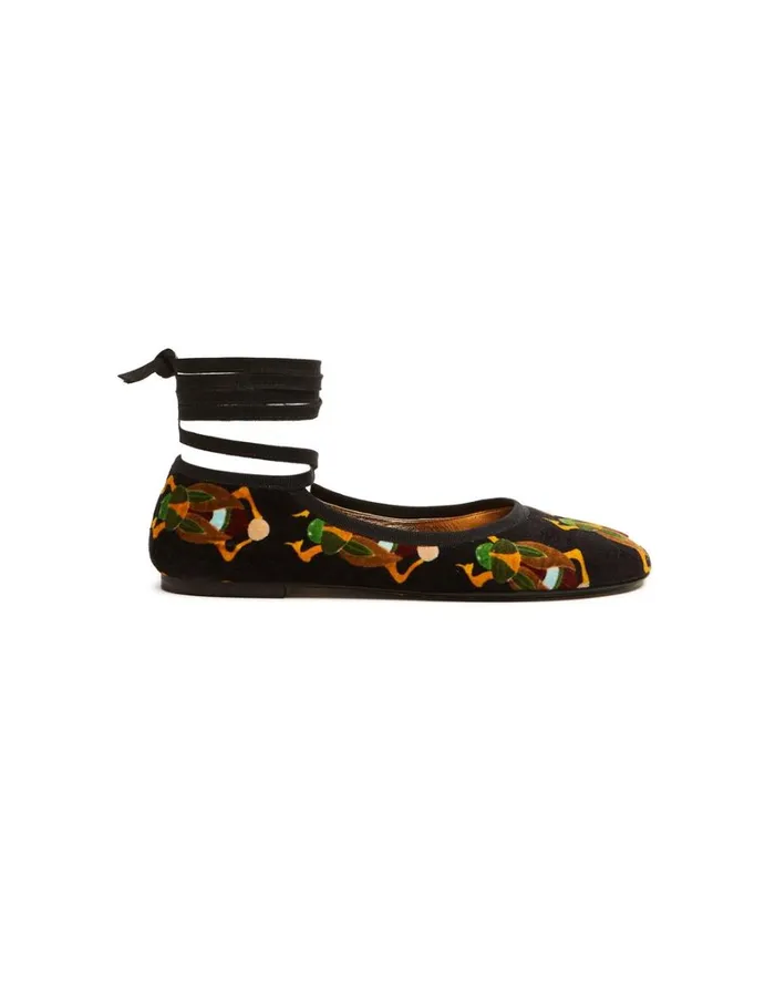 La Double J Winter Ballerina Flats Scarab Black Women Shoes