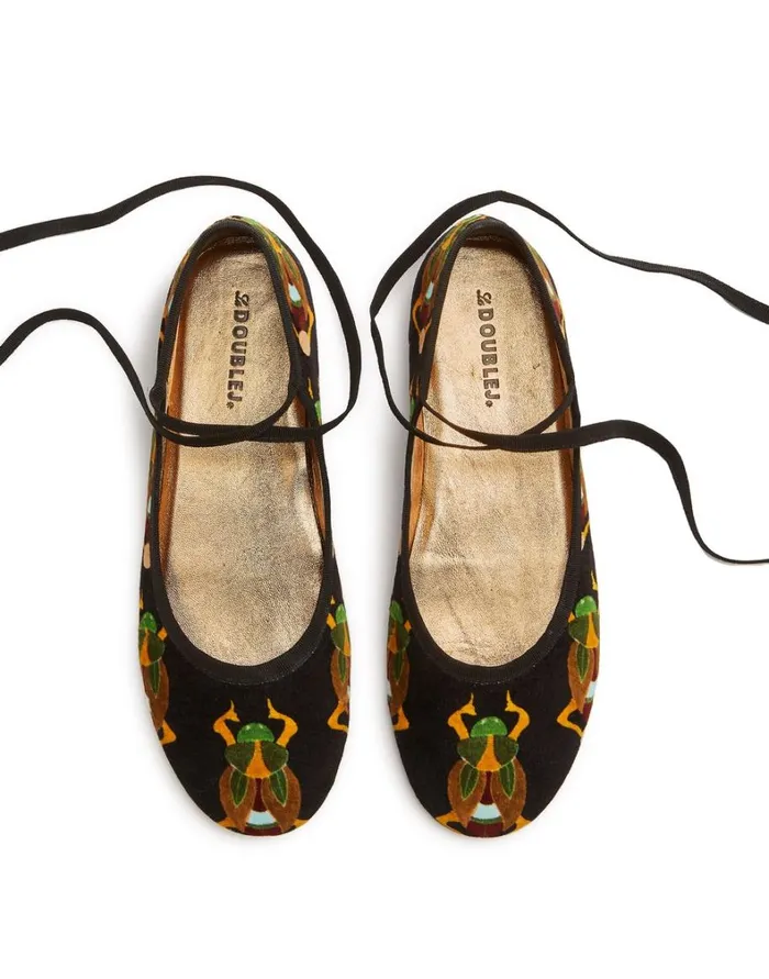 La Double J Winter Ballerina Flats Scarab Black Women Shoes La Double J Winter Ballerina Flats Scarab Black Women Shoes
