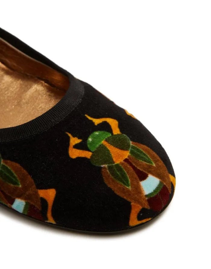 La Double J Winter Ballerina Flats Scarab Black Women Shoes La Double J Winter Ballerina Flats Scarab Black Women Shoes
