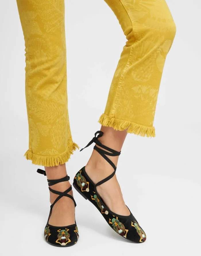 La Double J Winter Ballerina Flats Scarab Black Women Shoes La Double J Winter Ballerina Flats Scarab Black Women Shoes