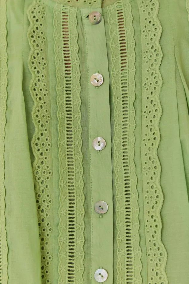 Light Green Sleeveless Organic Cotton Blouse Women FARM Rio Blouses Light Green Sleeveless Organic Cotton Blouse Women FARM Rio Blouses
