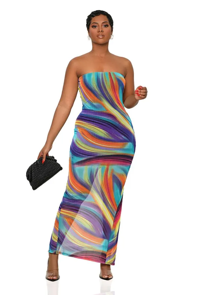 Lilly039s Kloset Dresses Living In Color Maxi Dress Purple Multi FINAL SALE 8211 Women