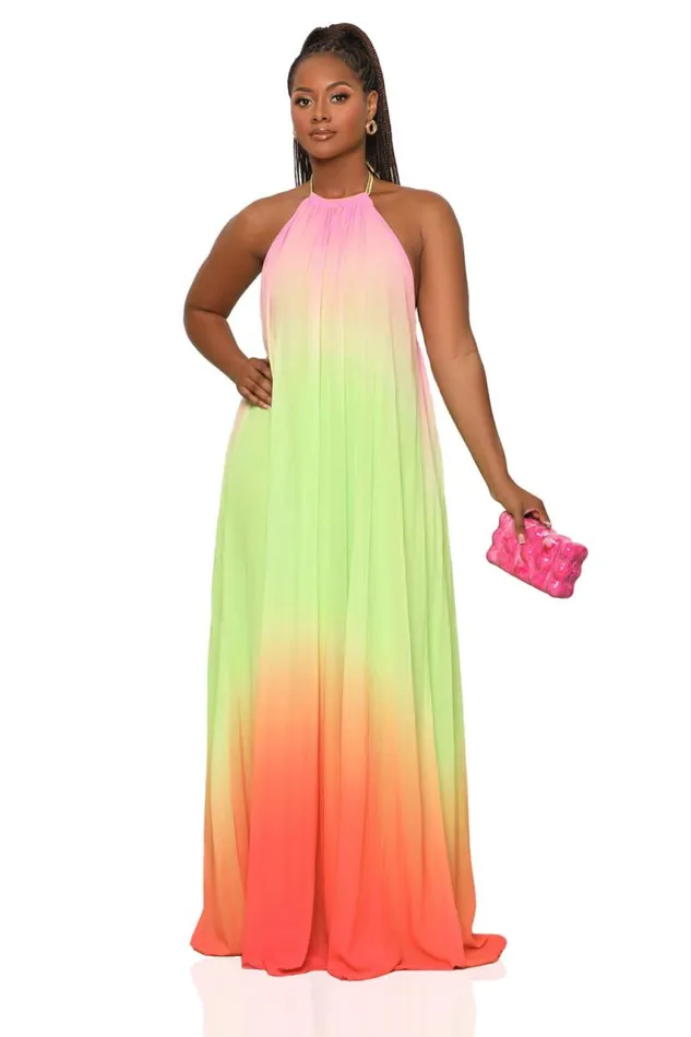 Lilly039s Kloset Dresses Ombre Halter Dress Pink Multi 8211 Women