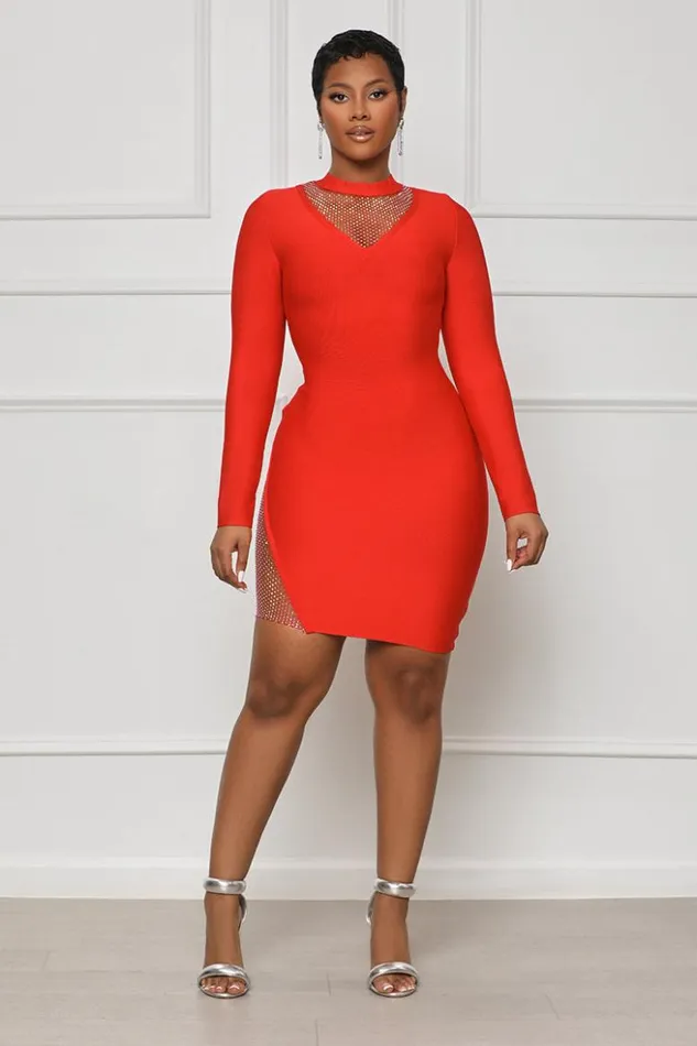 Lilly039s Kloset Dresses True Desire Embellished Bandage Dress Red FINAL SALE 8211 Women