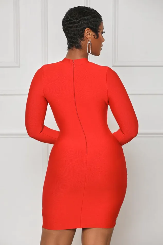 Lilly039s Kloset Dresses True Desire Embellished Bandage Dress Red FINAL SALE 8211 Women