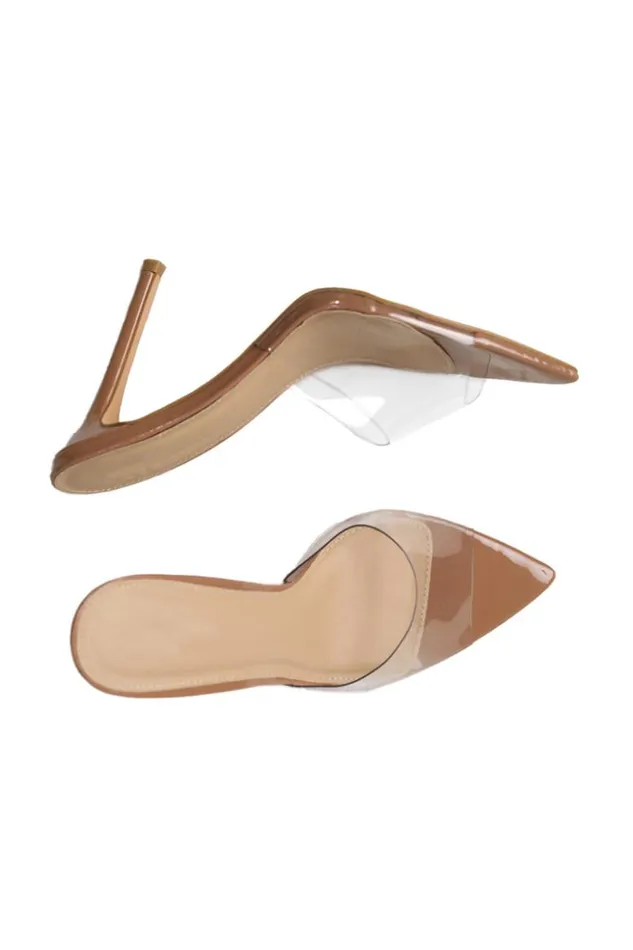 Lilly039s Kloset Heels Echo Transparent Mule Mocha 8211 Women