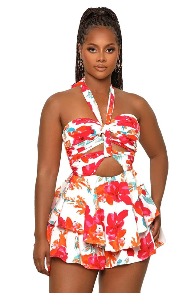 Lilly039s Kloset Jumpsuits and Rompers Most Cherished Floral Romper Red Multi 8211 Women