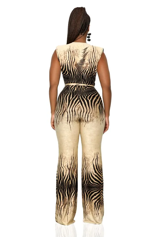 Lilly039s Kloset Jumpsuits and Rompers Zebra Safari Jumpsuit Tan Multi 8211 Women