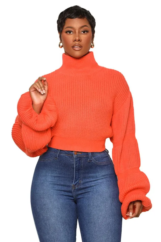 Lilly039s Kloset Tops Burst Your Bubble Cropped Sweater Orange FINAL SALE 8211 Women