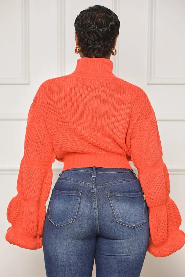 Lilly039s Kloset Tops Burst Your Bubble Cropped Sweater Orange FINAL SALE 8211 Women