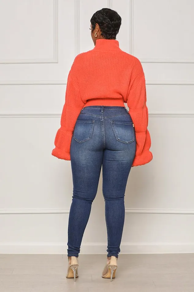Lilly039s Kloset Tops Burst Your Bubble Cropped Sweater Orange FINAL SALE 8211 Women