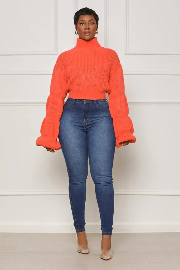 Lilly039s Kloset Tops Burst Your Bubble Cropped Sweater Orange FINAL SALE 8211 Women
