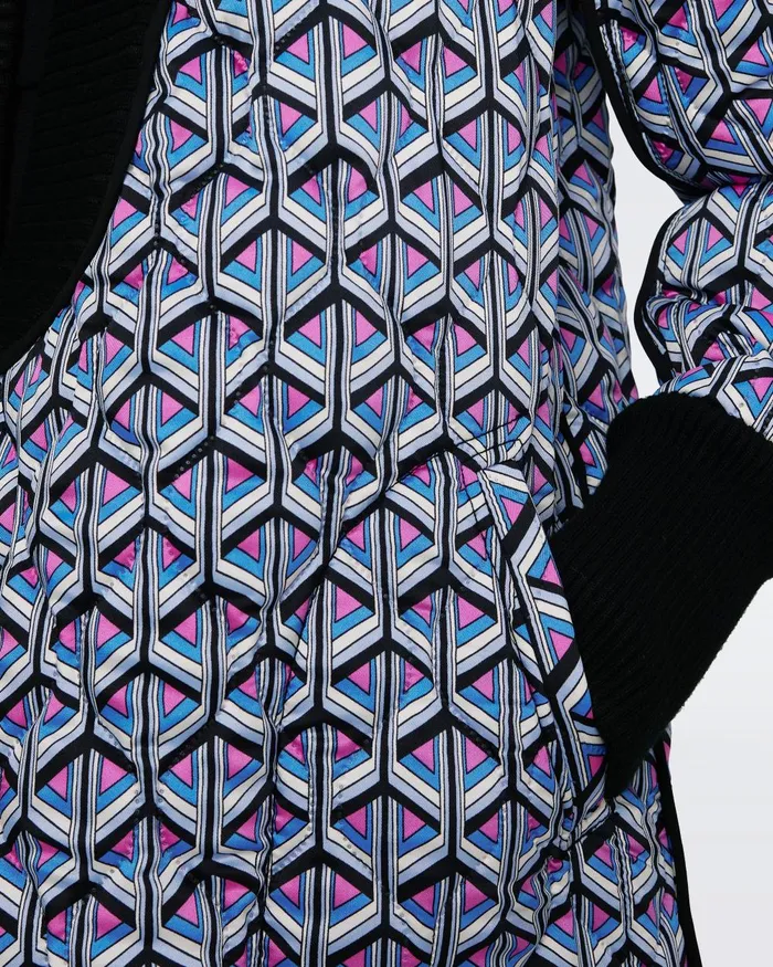 Loana Reversible Quilted Coat Fishnet Floral And Stadium Geo Purple Women DVF Jackets and Coats