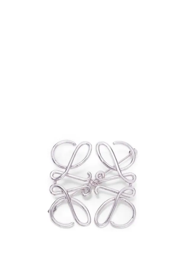Loewe Anagram Brooch In Metal Palladium Women Costume Jewellery