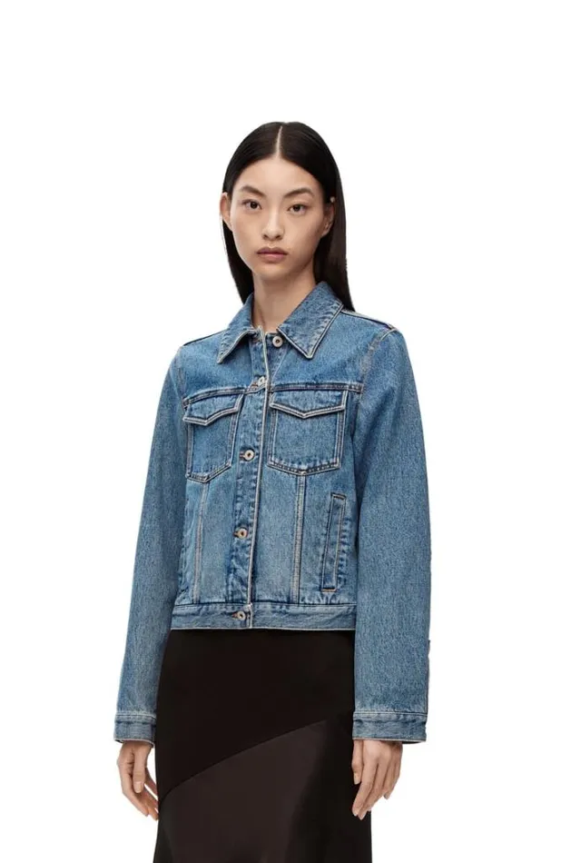 Loewe Anagram Jacket In Denim Mid Blue Denim Women Denim