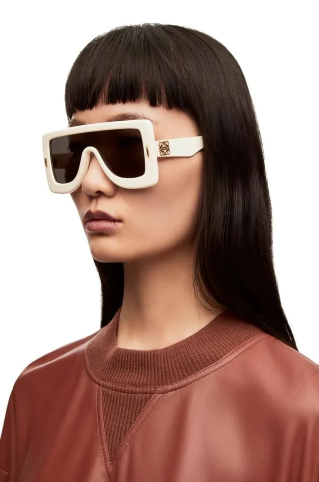 Loewe Anagram Mask Sunglasses In Acetate Ivory Women Sunglasses