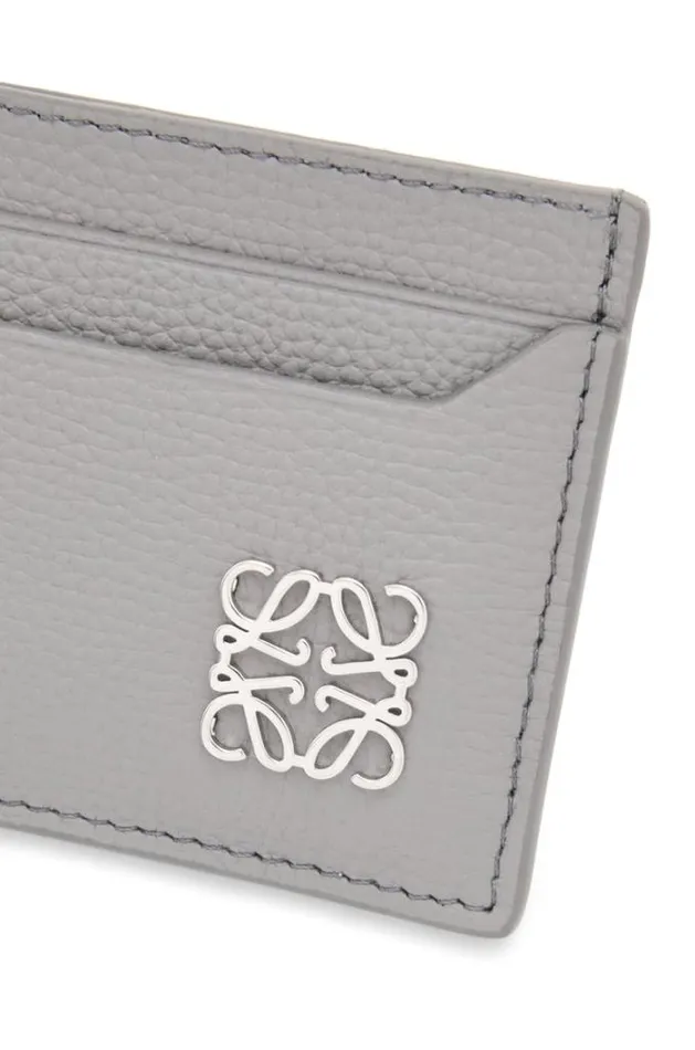 Loewe Anagram Plain Cardholder In Pebble Grain Calfskin Pearl Grey Women Cardholders and Coin Purses