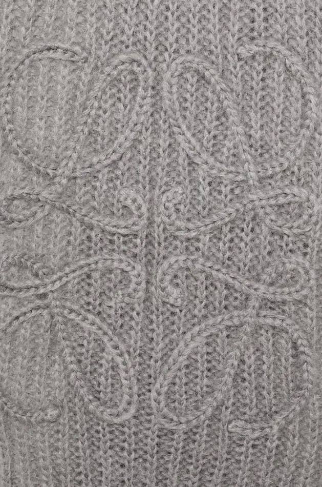 Loewe Anagram Scarf In Mohair Blend Light Grey Men Scarves