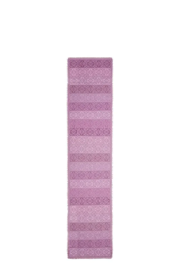 Loewe Anagram Scarf In Wool Silk And Cashmere Violet Women Scarves
