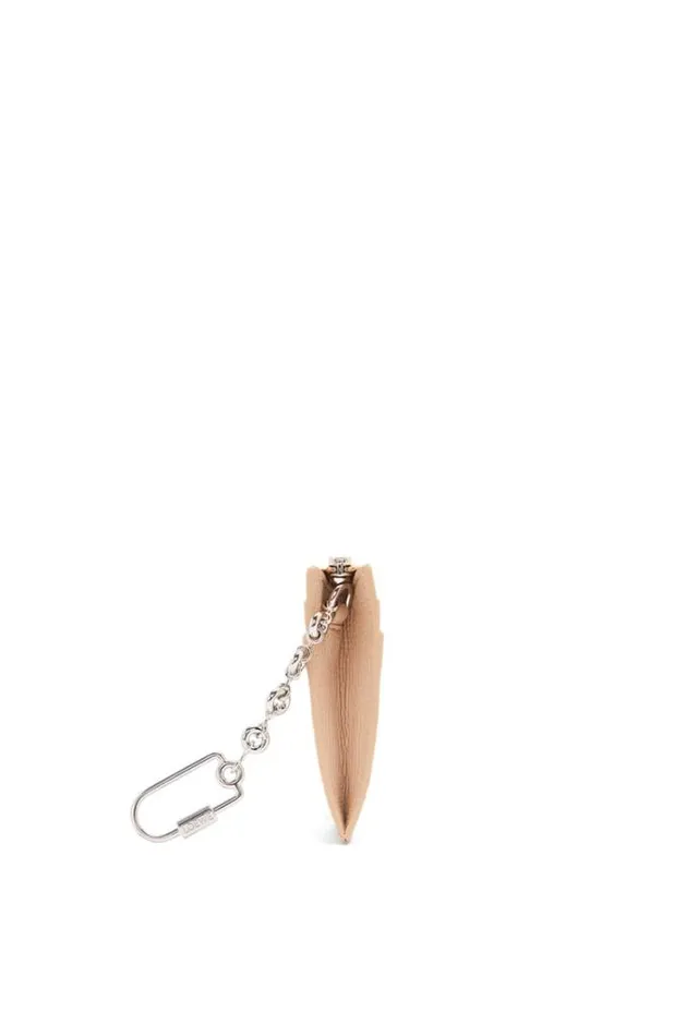 Loewe Anagram Square Cardholder In Pebble Grain Calfskin With Chain Nude Women Cardholders and Coin Purses
