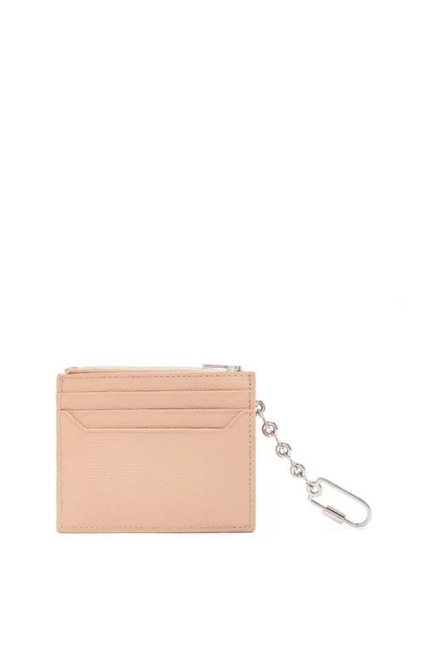 Loewe Anagram Square Cardholder In Pebble Grain Calfskin With Chain Nude Women Cardholders and Coin Purses