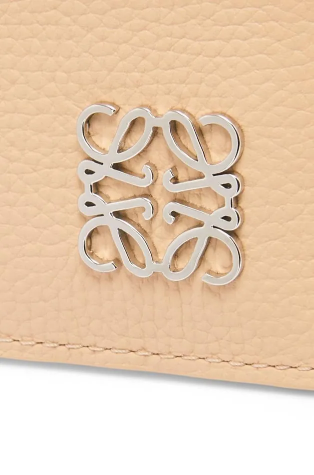 Loewe Anagram Square Cardholder In Pebble Grain Calfskin With Chain Nude Women Cardholders and Coin Purses