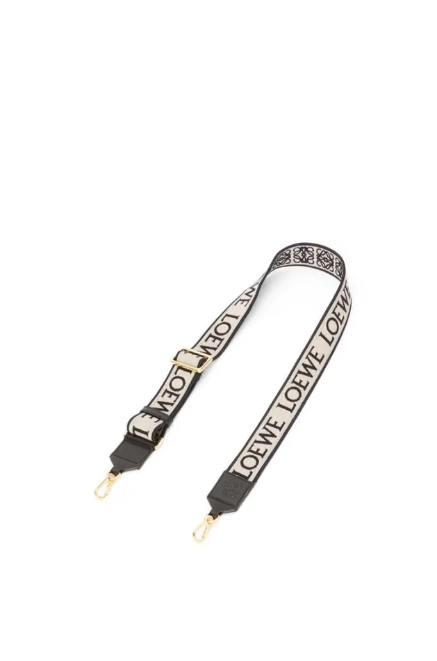 Loewe Anagram Strap In Jacquard And Calfskin Navyblack WomenMen Bag Straps