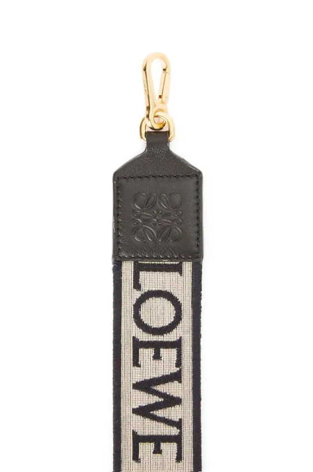 Loewe Anagram Strap In Jacquard And Calfskin Navyblack WomenMen Bag Straps