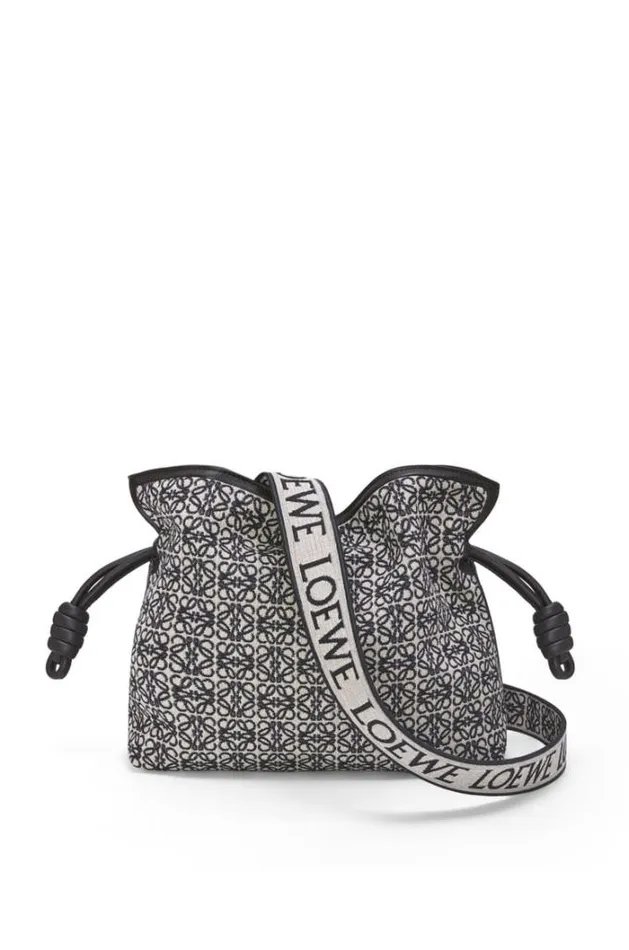 Loewe Anagram Strap In Jacquard And Calfskin Navyblack WomenMen Bag Straps