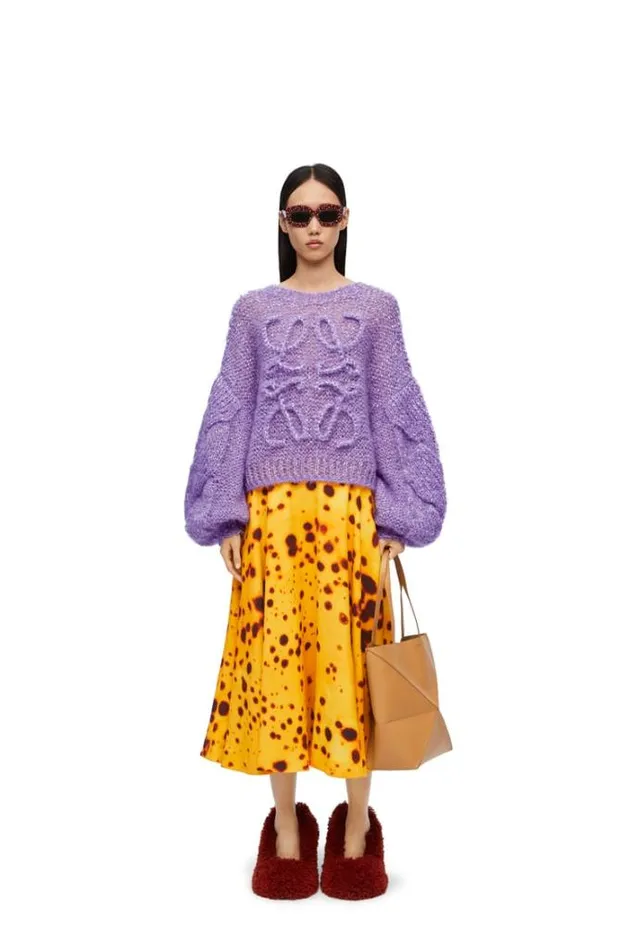 Loewe Anagram Sweater In Mohair Blend Lavender Women Knitwear
