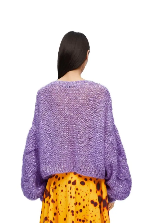 Loewe Anagram Sweater In Mohair Blend Lavender Women Knitwear