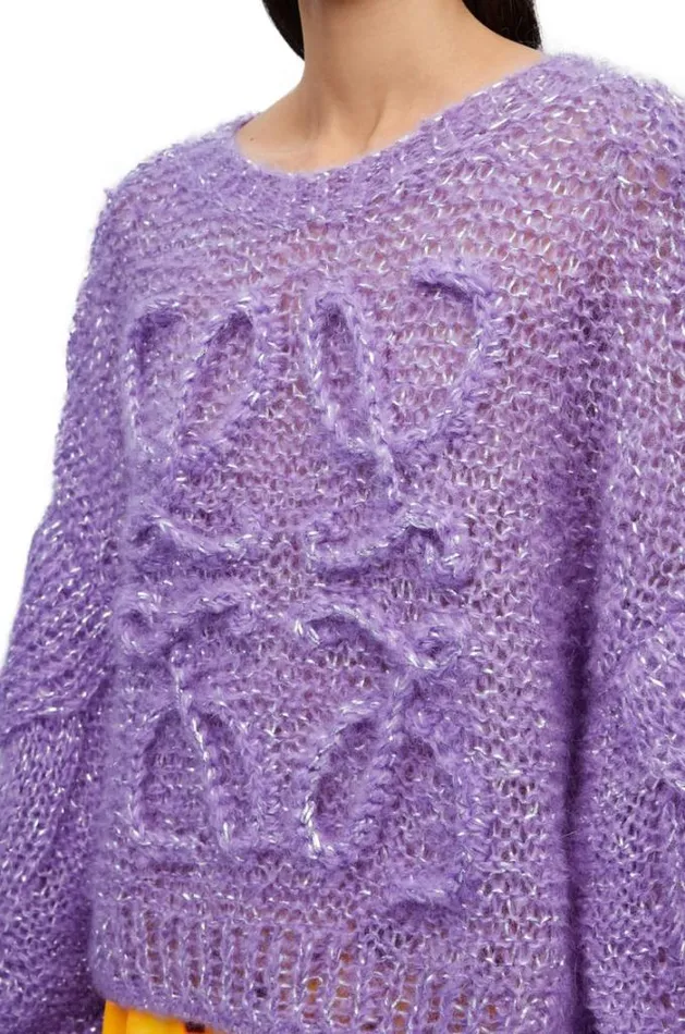 Loewe Anagram Sweater In Mohair Blend Lavender Women Knitwear