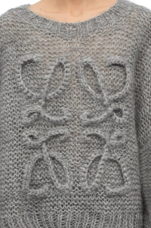 Loewe Anagram Sweater In Mohair Grey Melange Women Knitwear