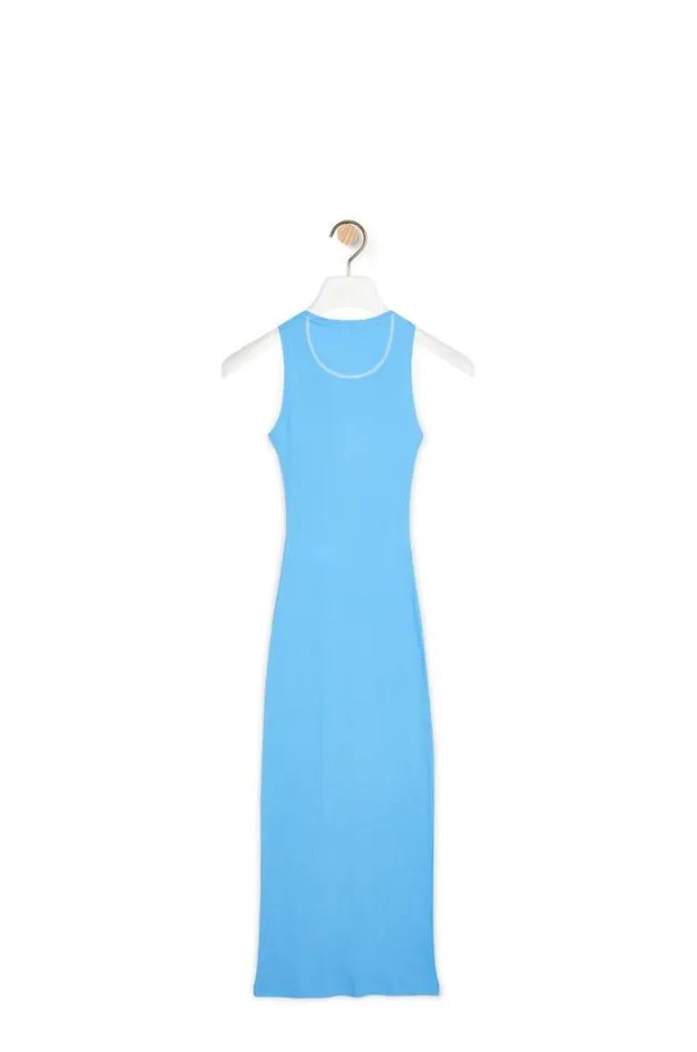 Loewe Anagram Tank Dress In Cotton Medium Turquoise Women Dresses