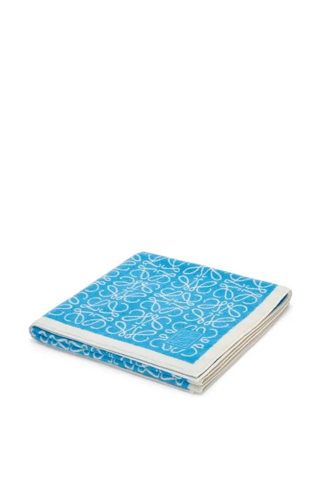Loewe Anagram Towel In Cotton Riviera Blue Men Other Accessories