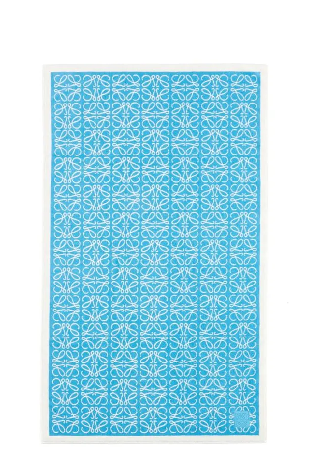 Loewe Anagram Towel In Cotton Riviera Blue Men Other Accessories
