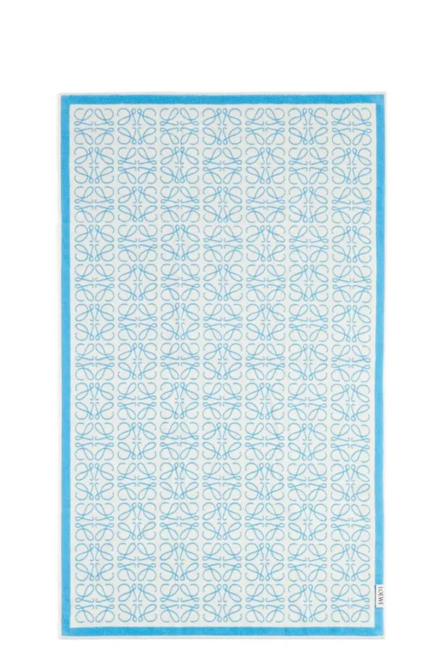 Loewe Anagram Towel In Cotton Riviera Blue Men Other Accessories
