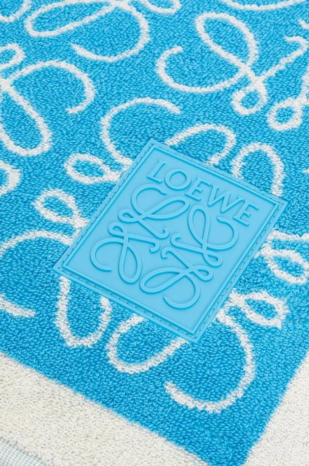 Loewe Anagram Towel In Cotton Riviera Blue Men Other Accessories