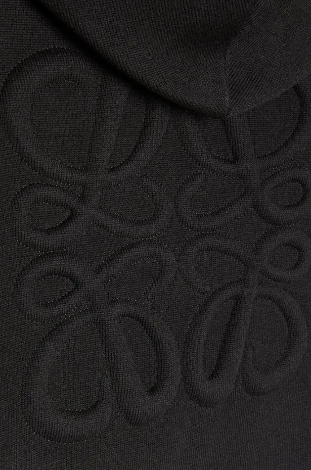 Loewe Anagram Zipup Hoodie In Wool Black Women Tshirts and Sweatshirts